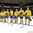 GRAND FORKS, NORTH DAKOTA - APRIL 18: Sweden players look on during the national anthem following an 8-1 preliminary round win over Switzerland at the 2016 IIHF Ice Hockey U18 World Championship. (Photo by Minas Panagiotakis/HHOF-IIHF Images)

